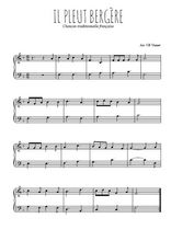 Téléchargez l'arrangement pour piano de la partition de Traditionnel-Il-pleut-bergere en PDF, niveau facile